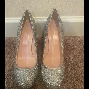New Kate Spade silver glitter heels 9.5